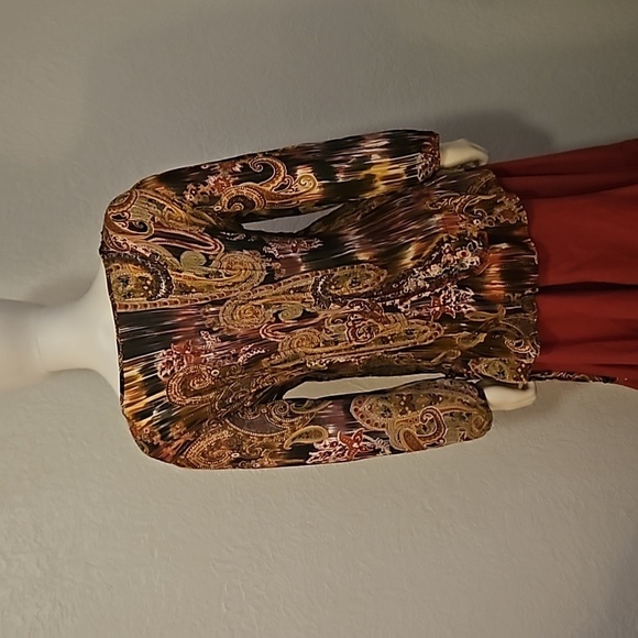 Vtg NEW YORK CITY Design Retro 1970s Paisley Metallic Crochet Peplum Poet Blouse - Picture 6 of 8